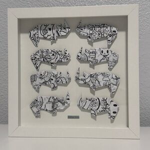 Original Handmade Origami “I love you.” Rhino Framed Artwork